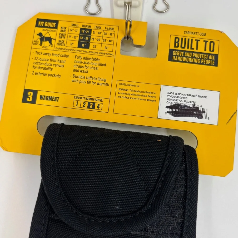 Carhartt Dog Medium Firm Duck Canvas Insulated Chore Coat Black Pockets PX0548